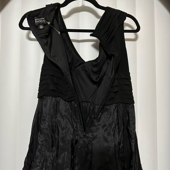 Adrianna Papell black formal midi v-neck formal dress, fit & flare , zippered ba - Picture 12 of 13